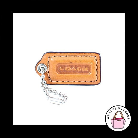 1.5" Small COACH Saddle Brown LEATHER Nickel Key Fob Bag Charm Keychain Hang Tag - Picture 1 of 1
